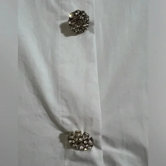 **SOLD Oat New York 100% Cotton Crisp White Snap down Oversize Blouse - Picture 5 of 5